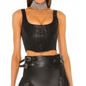 Dundas x Revolve Collab black leather corset top